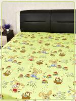 Детская простыня Ивановская бязь Зайчики с корзинкой вид 3 зеленый